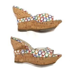 Guess by Marciano Cork Wedge Sandals Multicolor G